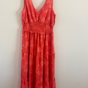 Maison Tara Vibrant Coral Maxi Dress